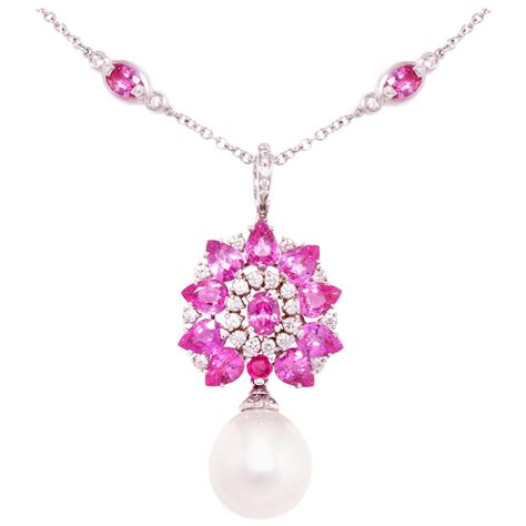 louis vuitton diamond and pink sapphire necklace